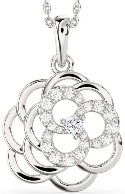 Diamond Platinum Flower Necklace