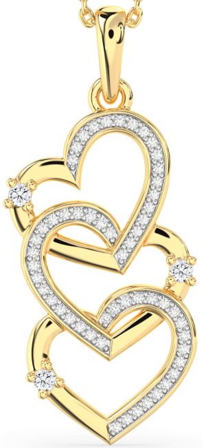 Diamond Gold Silver Heart Necklace