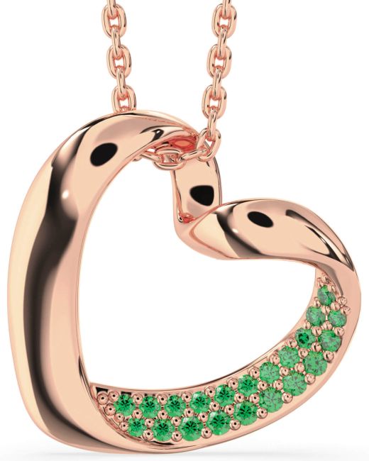 Emerald Rose Gold Heart Necklace