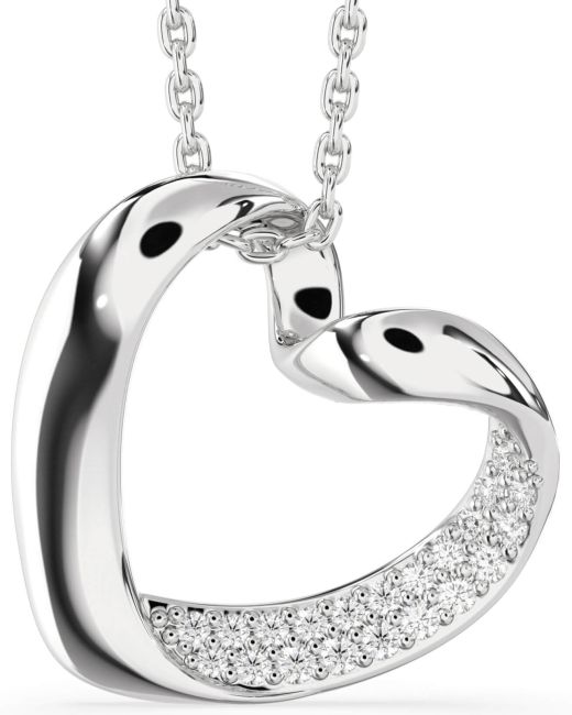 Diamond Silver Heart Necklace