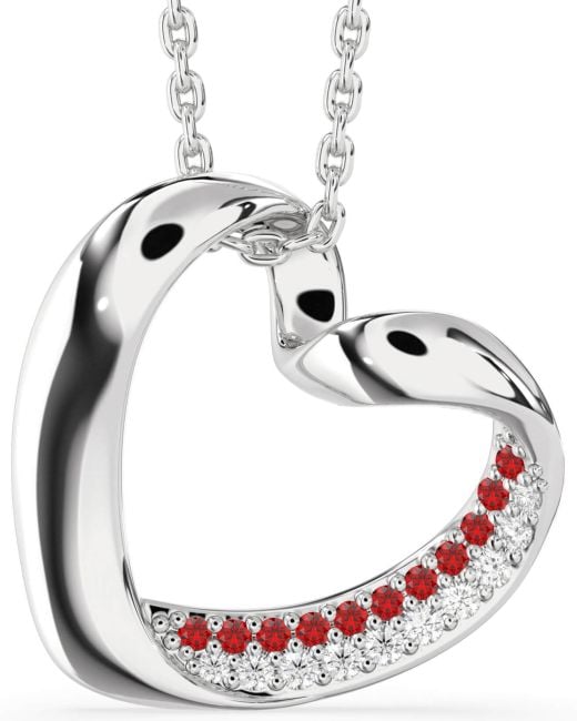 Diamond & Ruby Platinum Heart Necklace