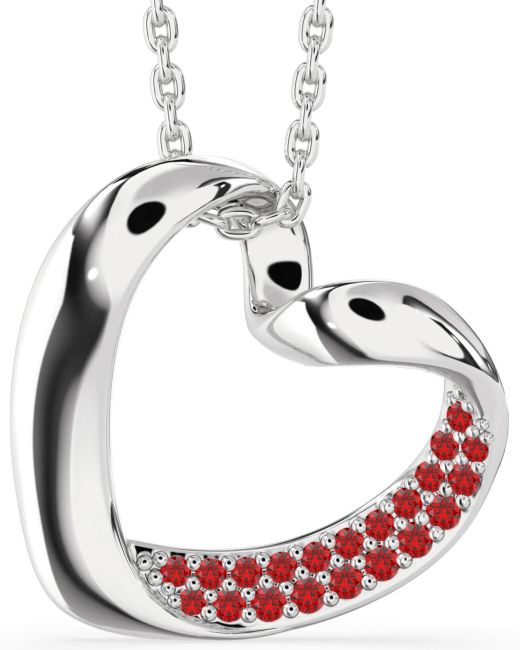 Ruby Platinum Heart Necklace
