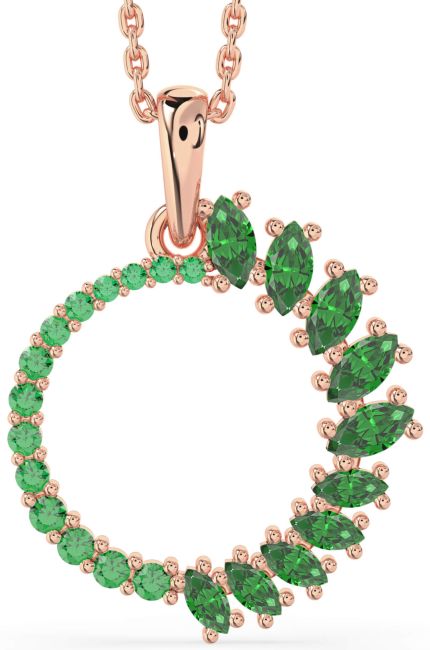 Emerald Rose Gold Circle Necklace