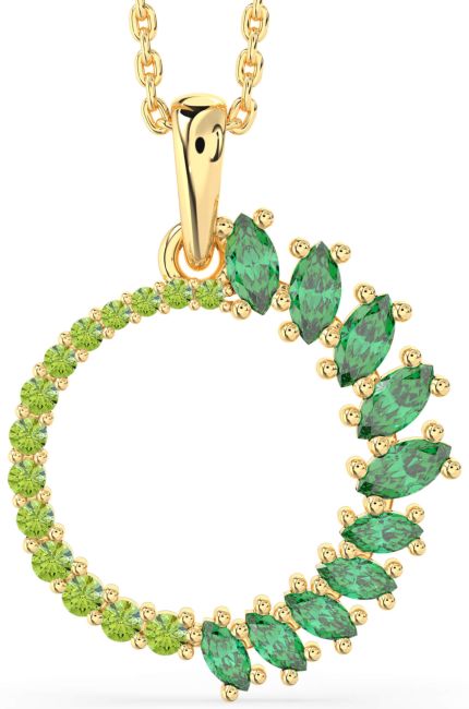 Emerald & Peridot Gold Circle Necklace