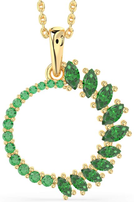 Emerald Gold Circle Necklace