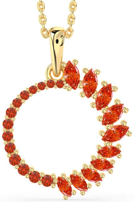 Fire Opal Gold Circle Necklace
