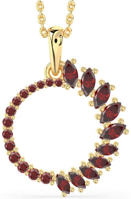 Garnet Gold Circle Necklace