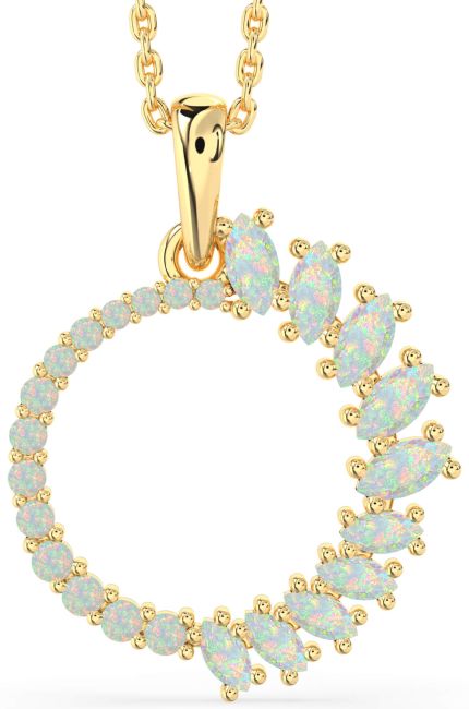 Opal Gold Circle Necklace