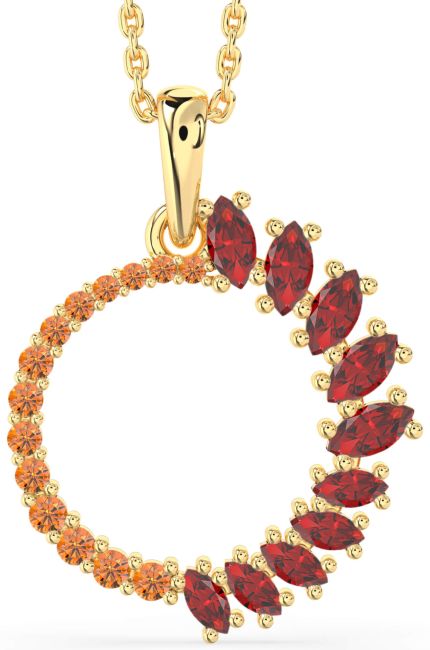 Ruby & Citrine Gold Circle Necklace