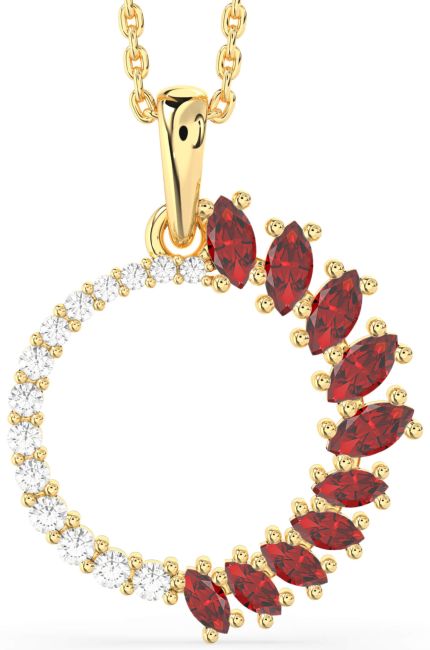 Diamond & Ruby Gold Circle Necklace