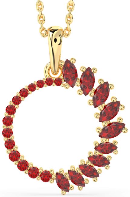 Ruby Gold Circle Necklace
