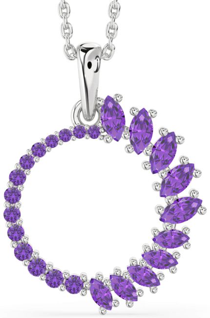 Amethyst Silver Circle Necklace