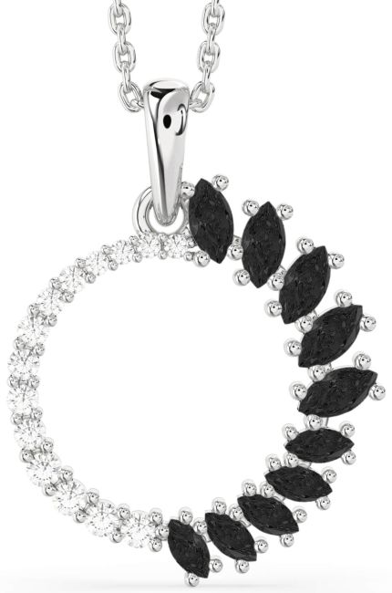 Black Diamond Silver Circle Necklace