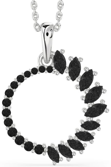 Black Diamond Silver Circle Necklace