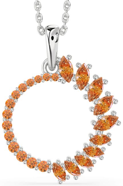 Citrine Silver Circle Necklace