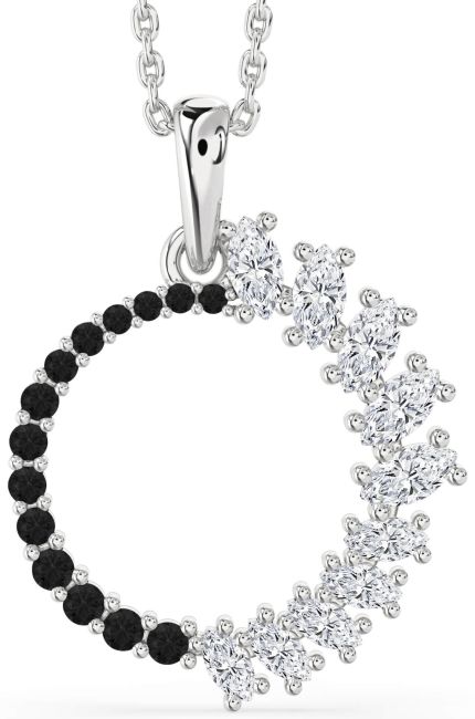 Black Diamond Silver Circle Necklace