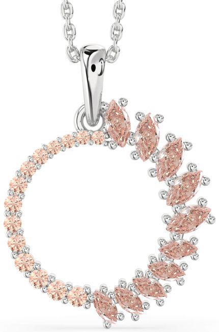 Morganite Silver Circle Necklace