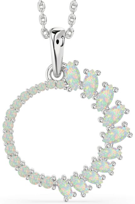 Opal Silver Circle Necklace