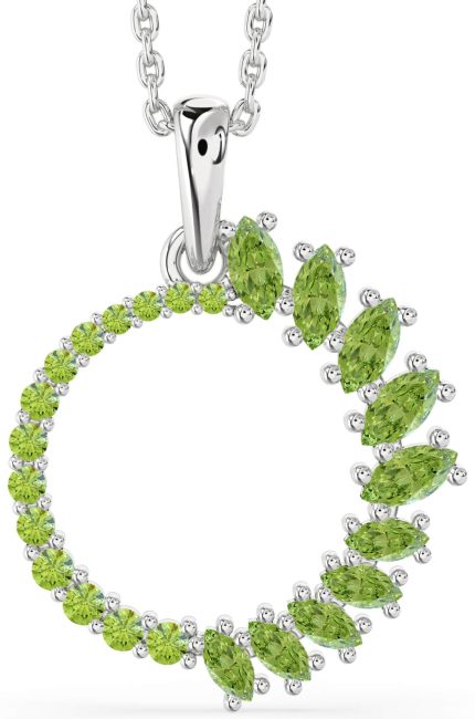 Peridot Silver Circle Necklace