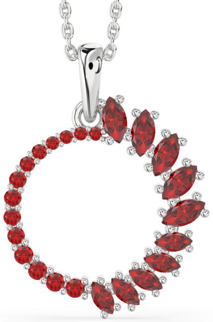Ruby Silver Circle Necklace