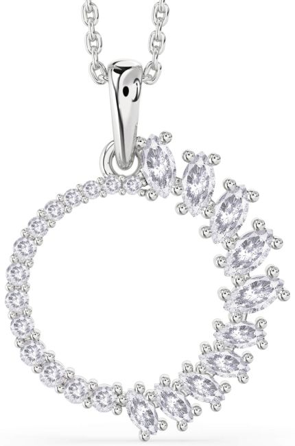 Salt & Pepper Diamond Silver Circle Necklace