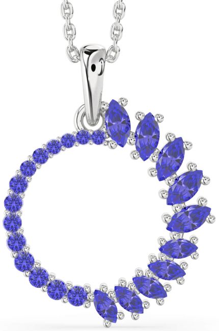 Tanzanite Silver Circle Necklace