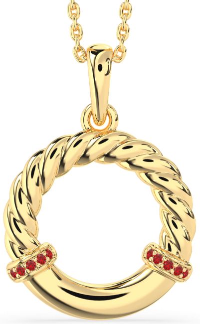 Ruby Gold Circle Knot Necklace