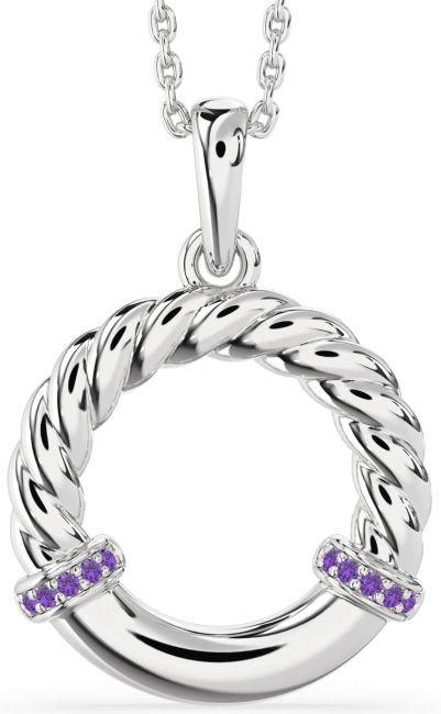 Amethyst Silver Circle Knot Necklace