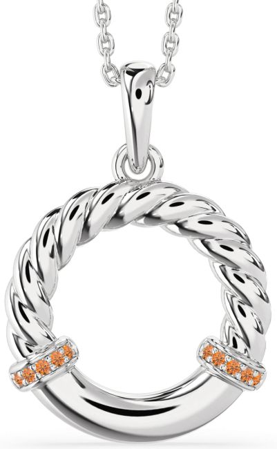 Citrine Silver Circle Knot Necklace