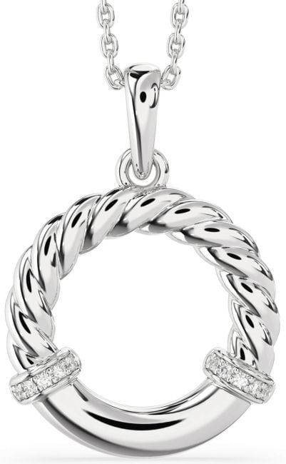 Diamond Silver Circle Knot Necklace