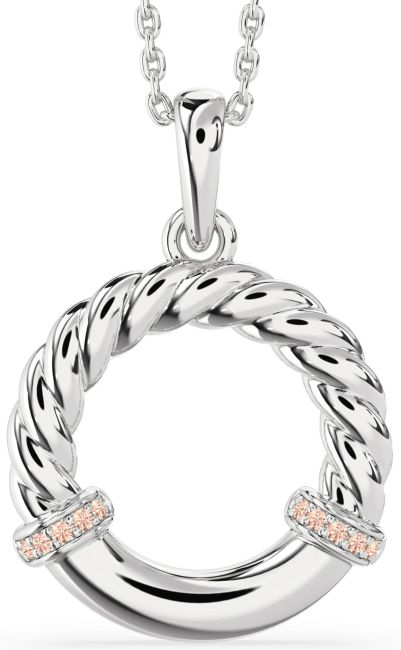 Morganite Silver Circle Knot Necklace