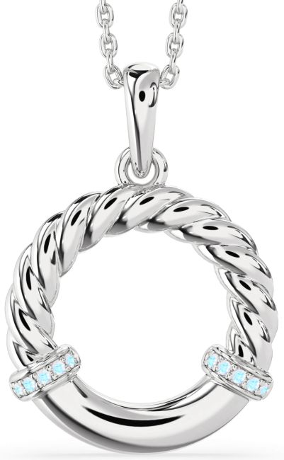 Moonstone Silver Circle Knot Necklace