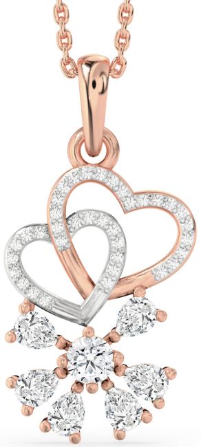 Diamond Platinum & Rose Gold Heart Snowflake Necklace