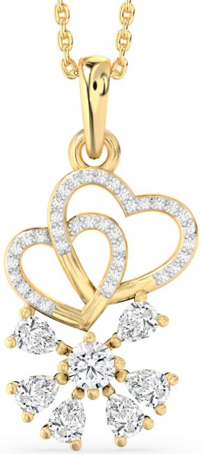 Diamond Gold Heart Snowflake Necklace