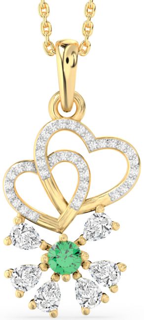 Diamond Emerald Gold Silver Heart Snowflake Necklace