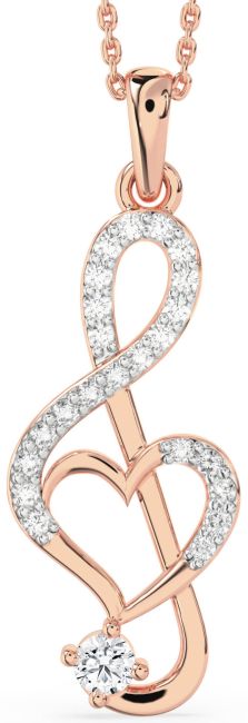 Large Diamond Rose Gold Heart Necklace