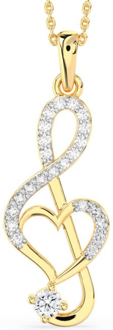 Large Diamond Gold Silver Heart Necklace
