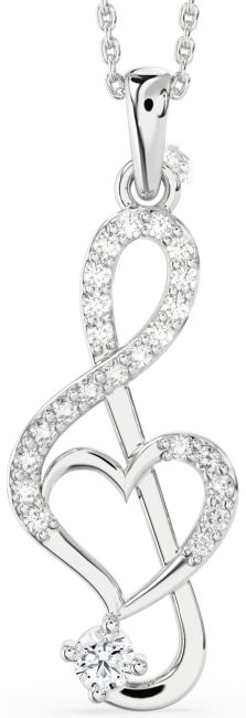 Large Diamond Platinum Heart Necklace