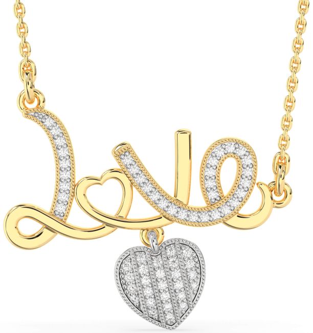 Large Diamond Platinum & Yellow Gold Heart Necklace
