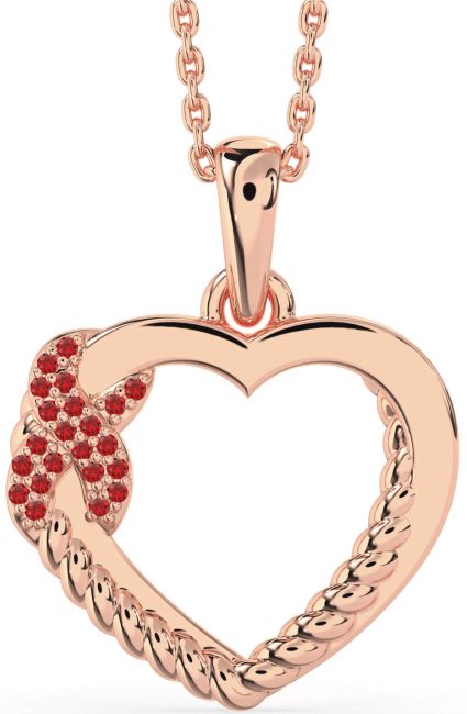 Ruby Rose Gold Heart Infinity Necklace