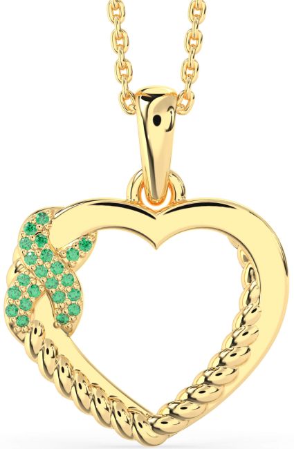 Emerald Gold Heart Infinity Necklace