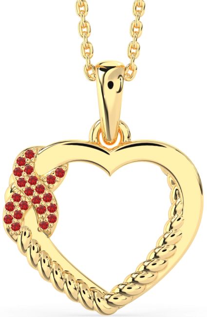 Ruby Gold Heart Infinity Necklace