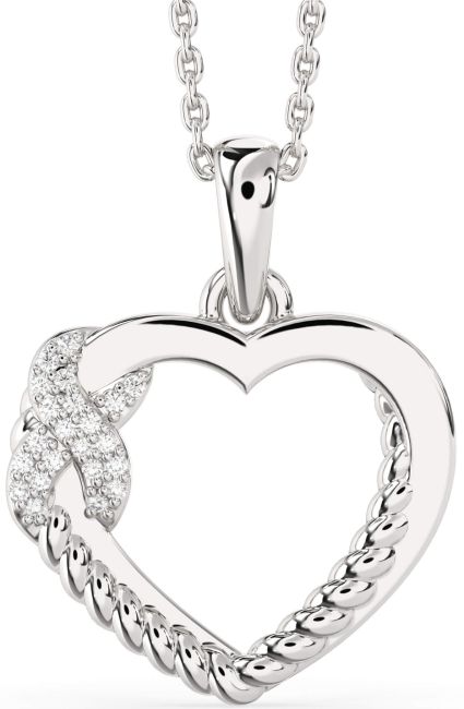 Lab Diamond Silver Heart Infinity Necklace
