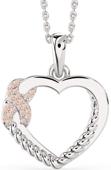 Morganite Silver Heart Infinity Necklace