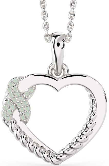 Opal Silver Heart Infinity Necklace