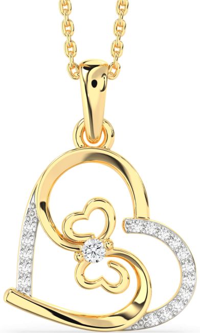 Diamond Gold Heart Butterfly Necklace