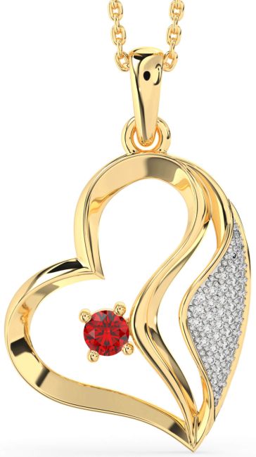 Diamond Ruby Gold Heart Necklace