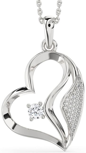Diamond Silver Heart Necklace