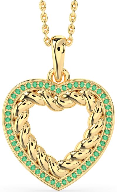 Emerald Gold Heart Knot Necklace