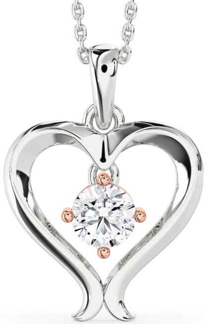 Diamond Platinum & Rose Gold Heart Necklace